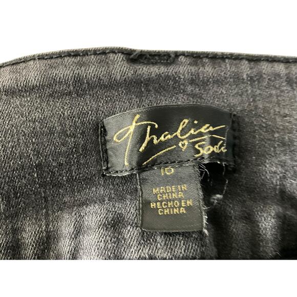Thalia Sodi Jeans Womens 10 Black Gray High Rise Skinny Stretch Denim Distressed - Picture 3 of 8